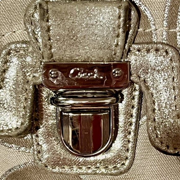 COACH Signature "C" Satchel in Cream & Gold - Picture 2 of 5
